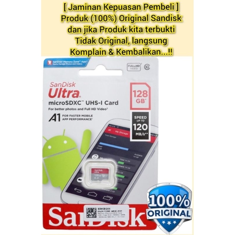 Jual Sandisk Ultra A1 Memori Micro SD Card (128 GB) (Jaminan Original