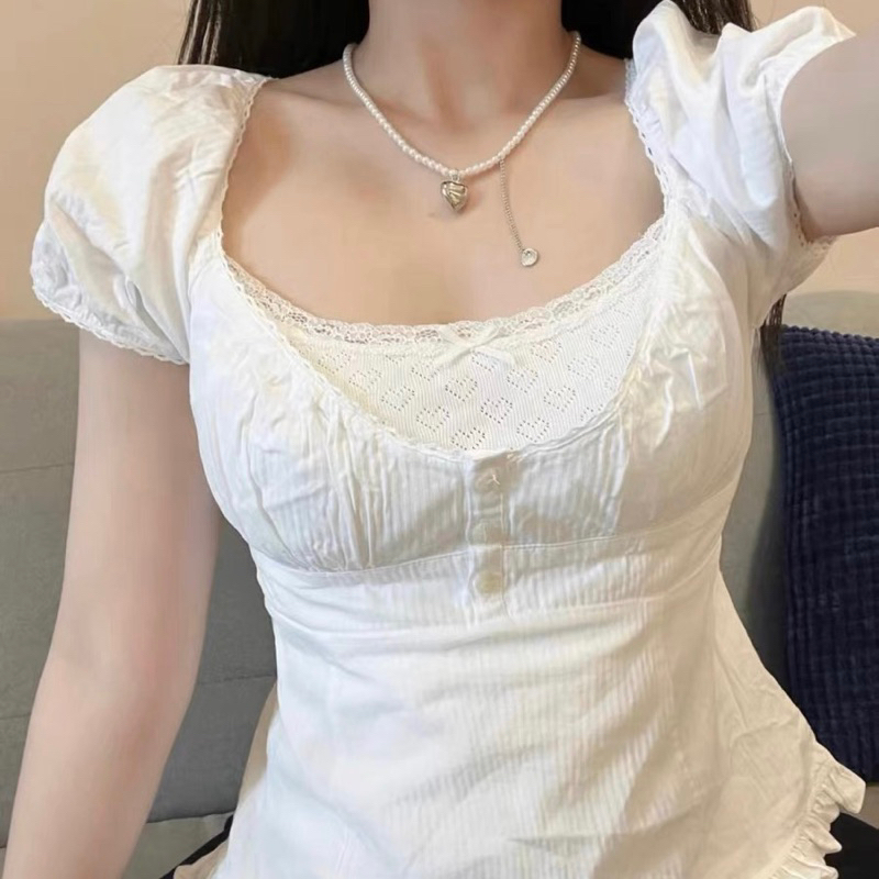 Jual READY Yunhee Blouse Brandy melville dupe top atasan wanita