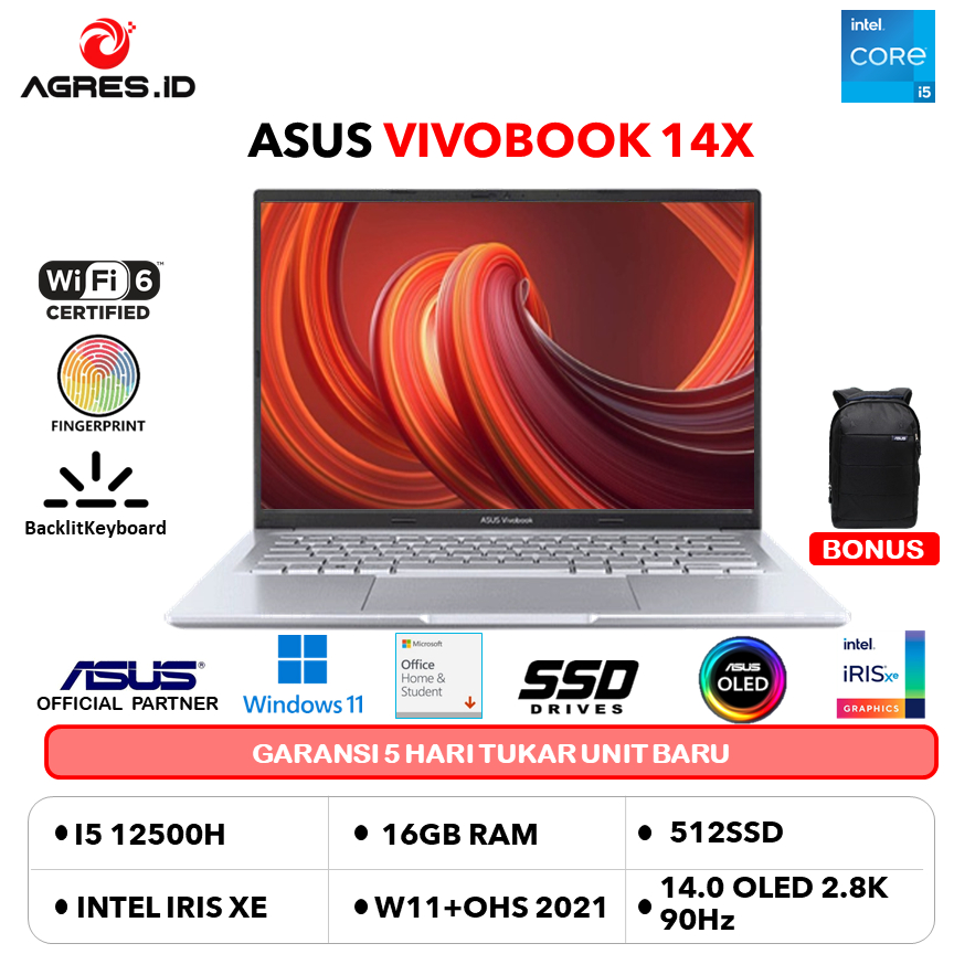 Jual Asus Vivobook 14x Oled A1403za I5 12500h 16gb 512gb W11ohs 140 28k Blu Oleds553 