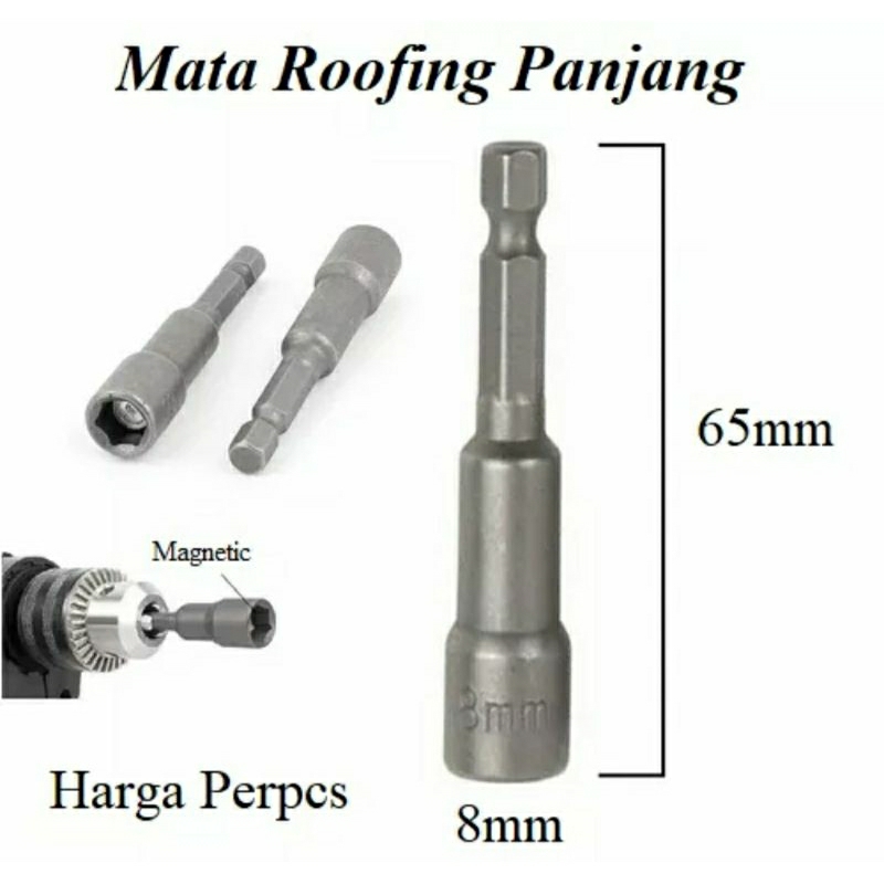 Jual Kunci Sock Roofing Panjang Magnetic Hex Mata Sok Baut Ruping