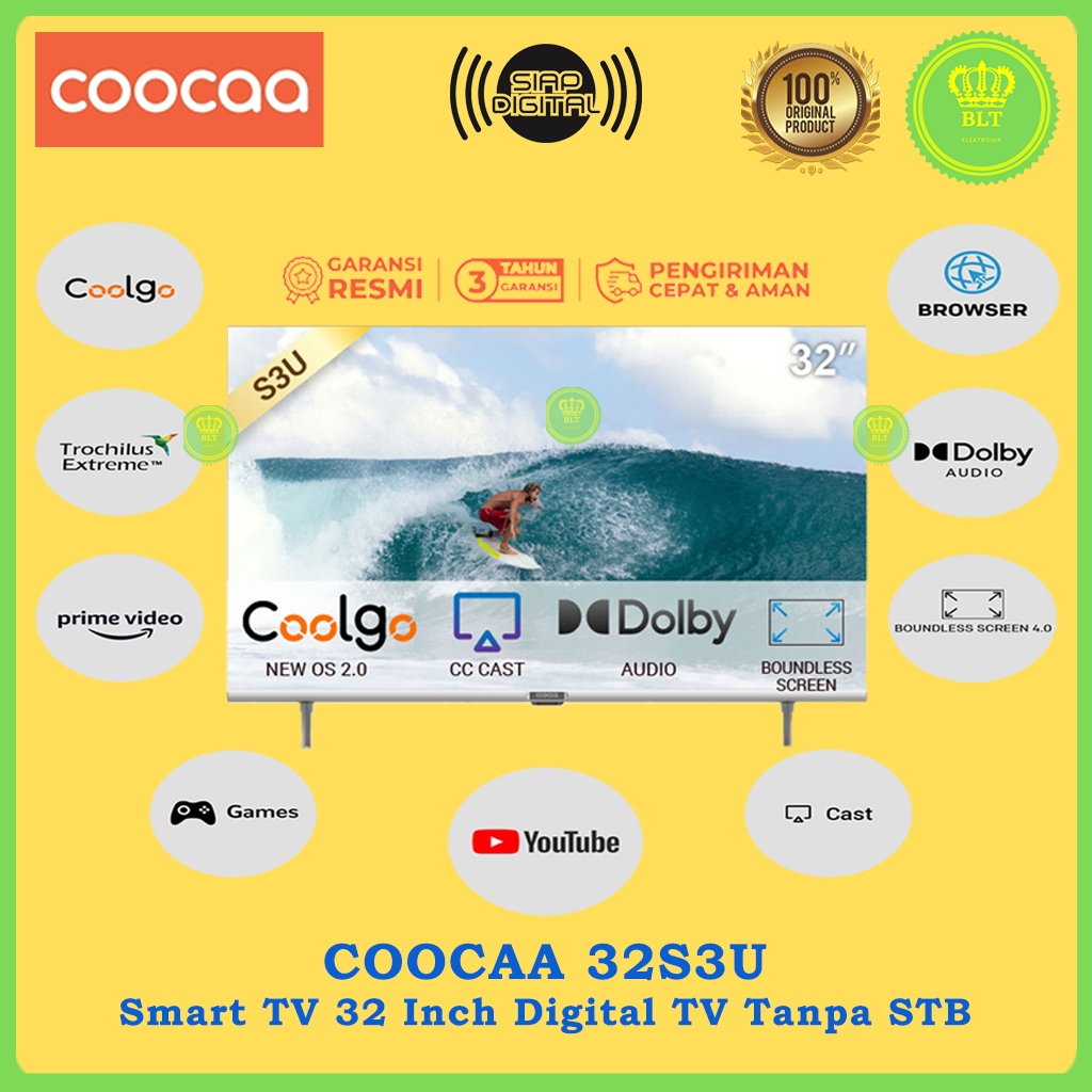 Jual Coocaa 32s3u Smart Led Tv 32 Inch Digital Dvb T2 Wifi Dolby Audio