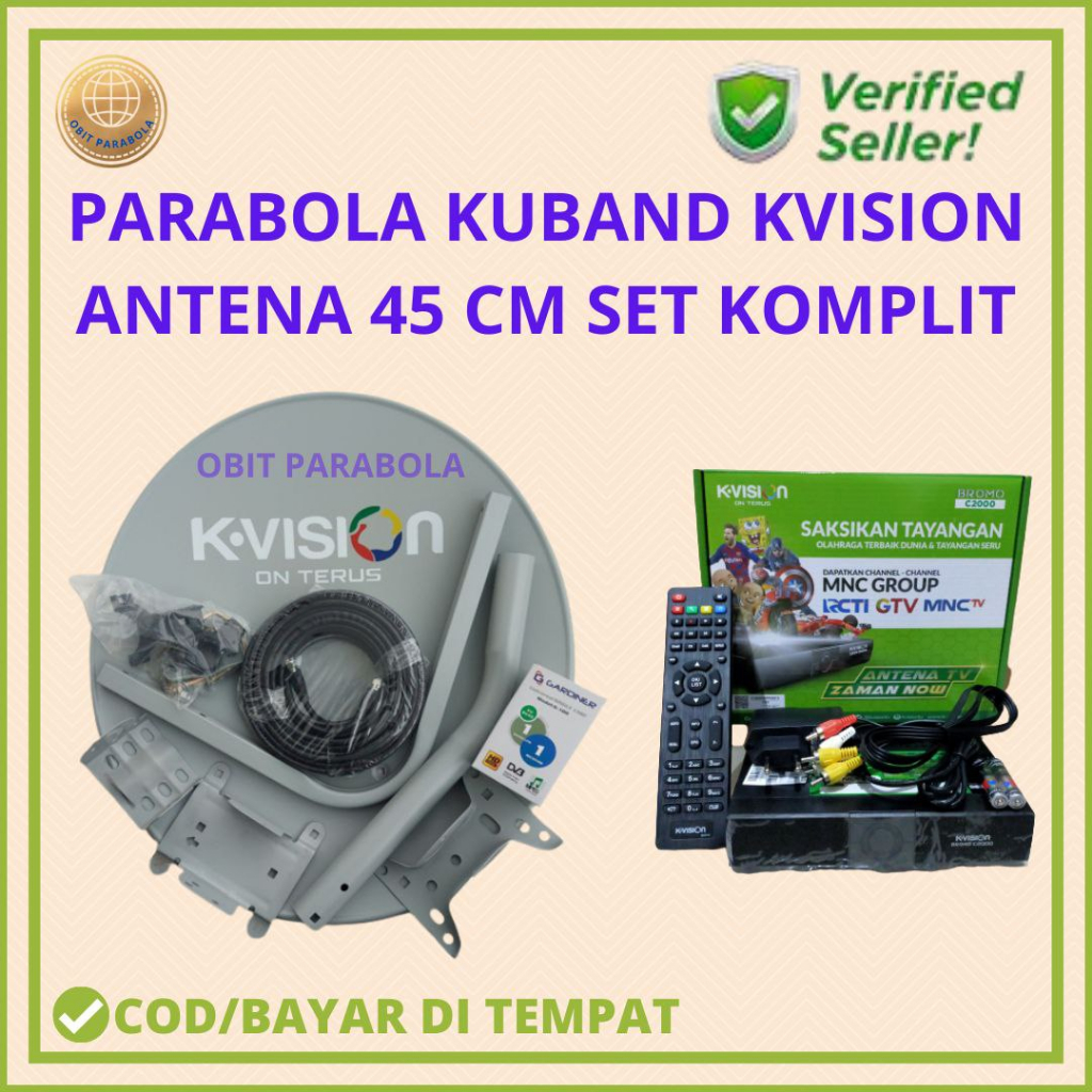 Jual PARABOLA KUBAND KVISION KOMPLIT SET ANTENA 45 CM RECEIVER KVISION ...