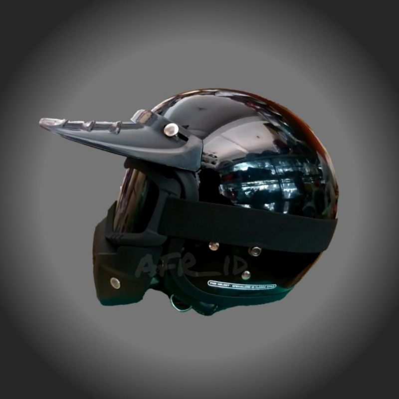 Jual Helm Bogo Retro+Goggle mask Topeng Fullface Helem Trail Motocross ...