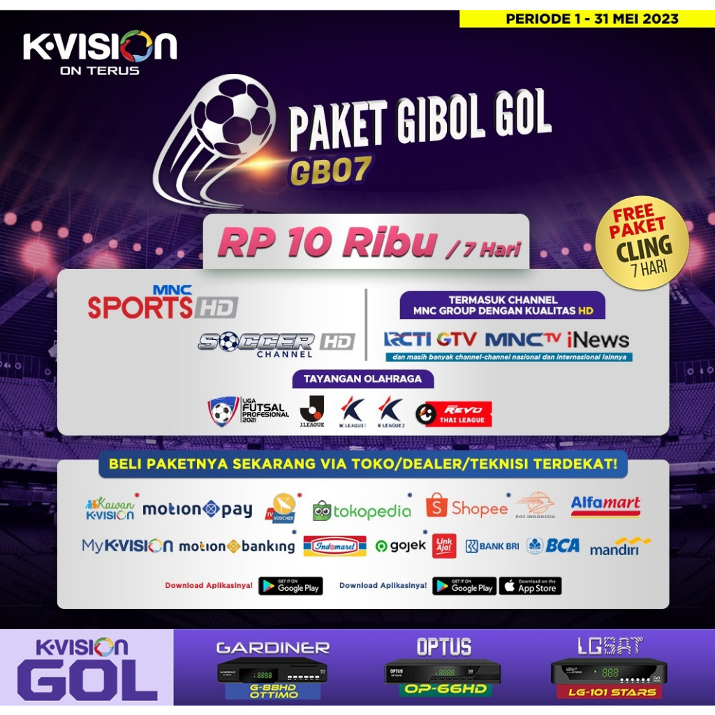 Jual Paket K-vision Gibol Gol 7 Hari | Shopee Indonesia