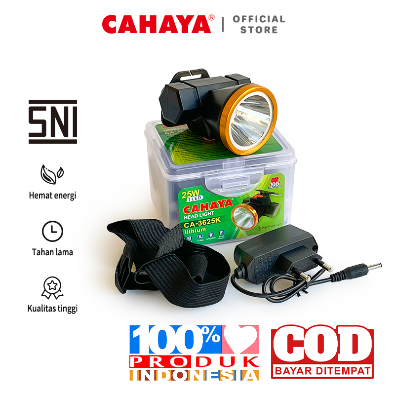 Jual CAHAYA - Senter Kepala LED 20W/25W Putih/Kuning Rechargeable CA ...