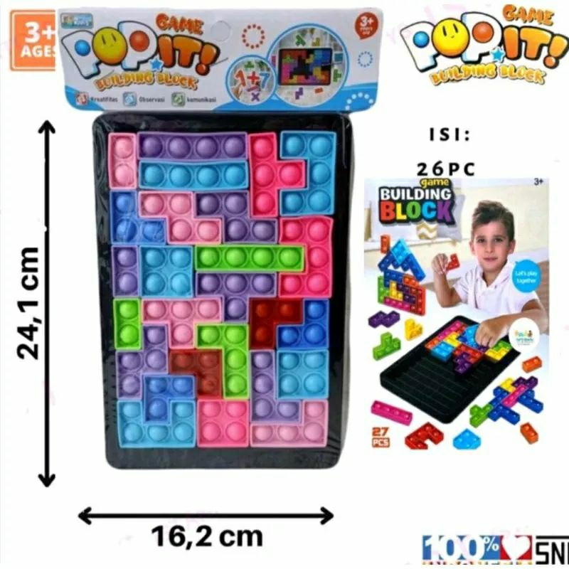 Jual Mainan Edukasi Anak Game Building Block Pop It tetris Shopee