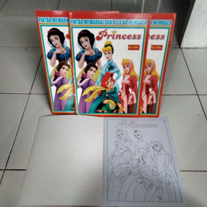 Jual Buku pintar mewarnai dan membaca seri princess untuk anak paud dan ...