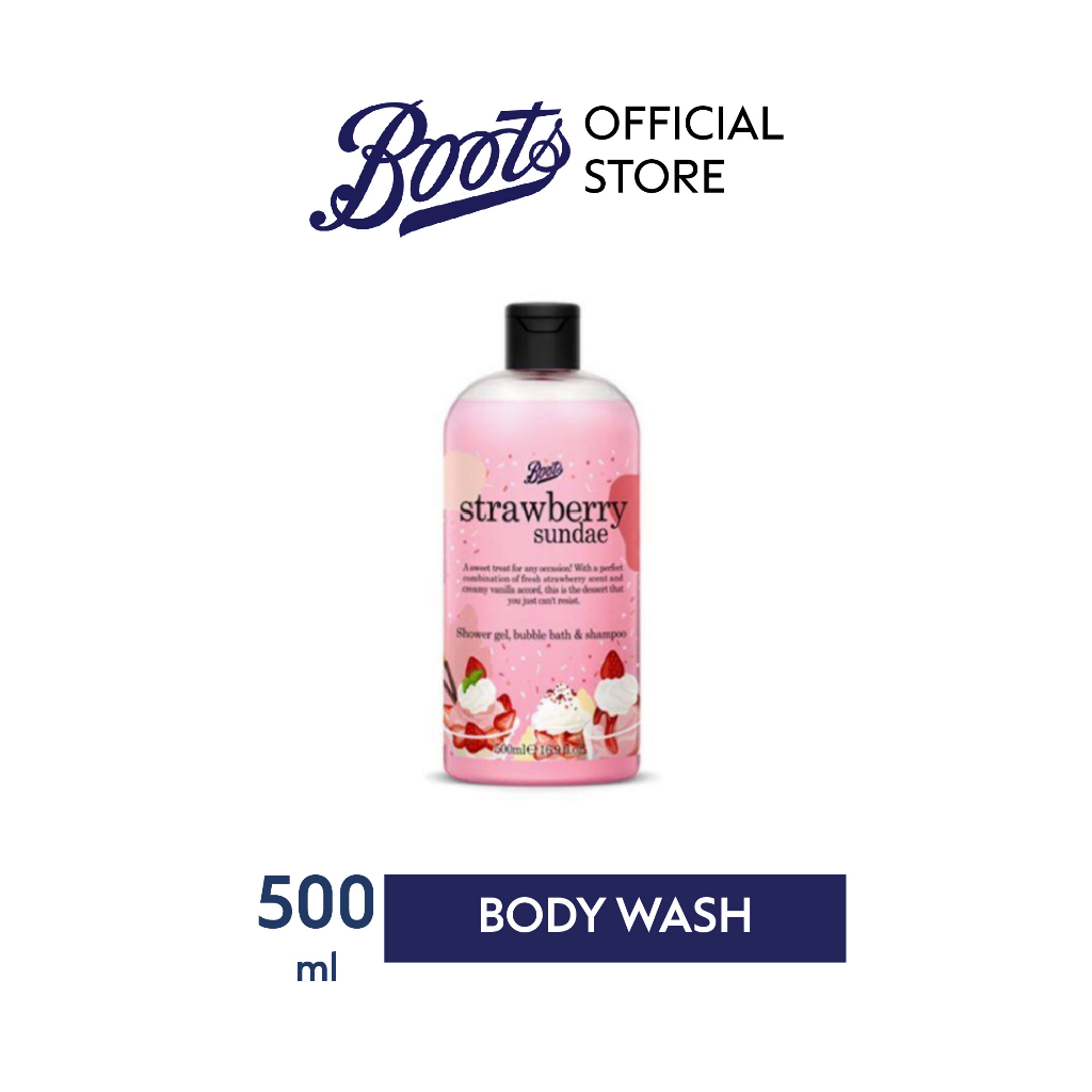 Jual Boots Strawberry Sundae Shower Gel, Bubble Bath & Shampoo 500Ml Shopee Indonesia