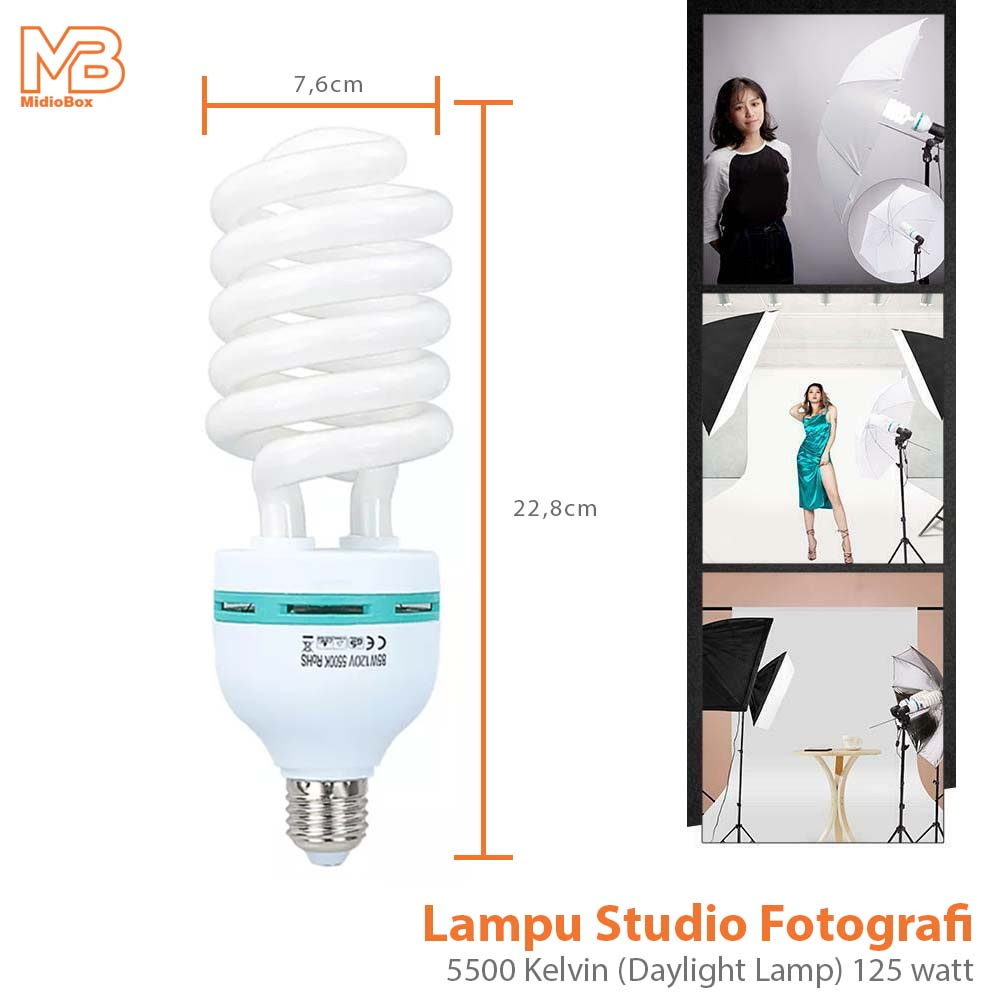 Jual Lampu Studio Fotografi 5500 Kelvin (Daylight Lamp) 125 watt
