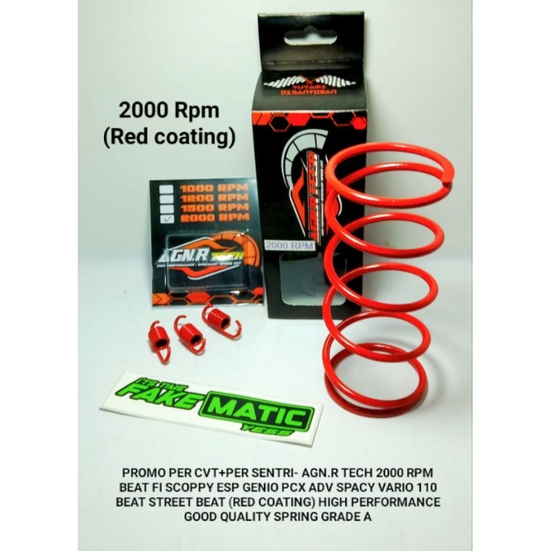 Jual PER CVT RACING+PER SENTRI 2000 RPM- AGN.R TECH (RED COATING) BEAT ...