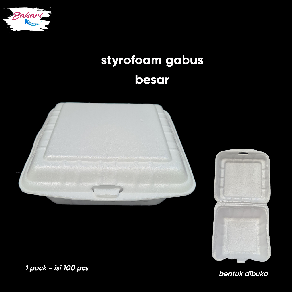 Jual styrofoam foam sterofoam besar kotak makan gabus lunch box 1 pack isi 100 Shopee Indonesia
