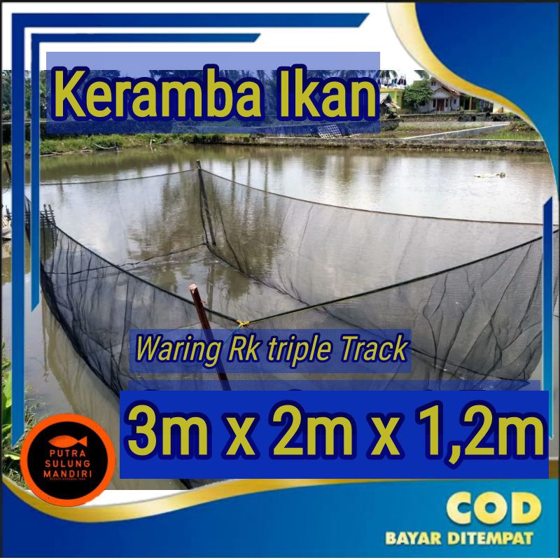 Jual K3212 Jaring keramba ikan waring rk hitam 3x2x1,2 siap pakai ...