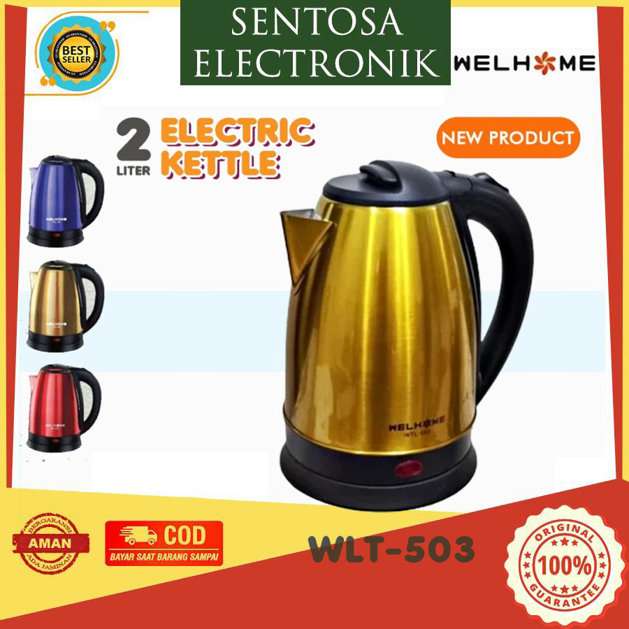 Jual WELHOME Kettle Listrik WLT503 Pemanas Air Kapasitas 2 Liter