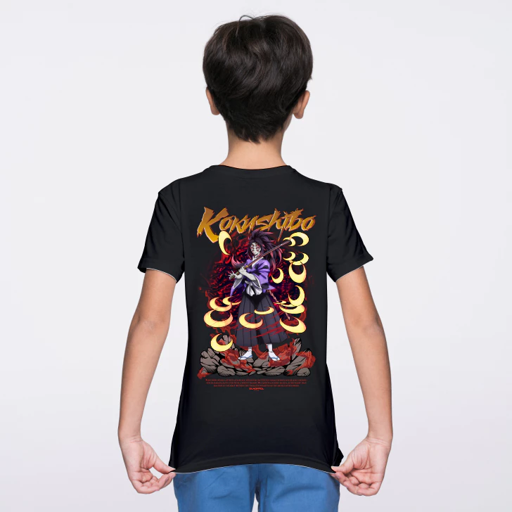 Baju Kaos Distro Anak Gambar KOKUSHIBO DEVIL DEMON SLAYER