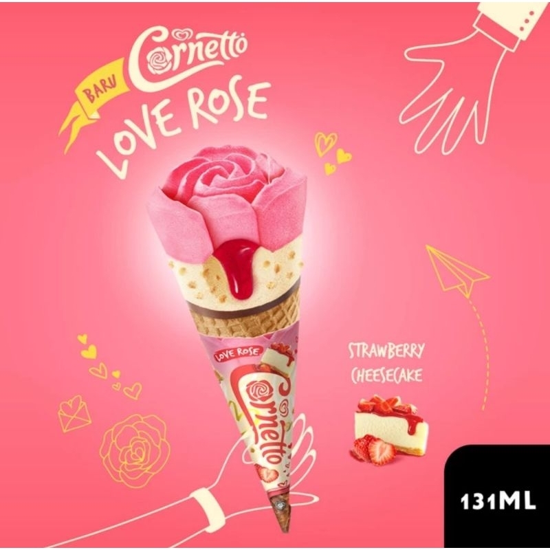 Jual Es Krim Cornetto Love Rose 131 Ml Shopee Indonesia 