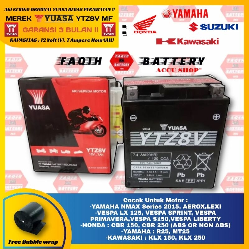 Jual AKI M0TOR CBR 250, R25, KLX 250, D-TRACKER, W175, YTZ8V YUASA ORI