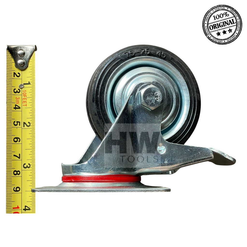 Jual Roda Karet Gepeng Sterling Rem 3 Inch Rubber Wheel Castor Swivel ...