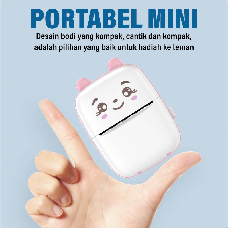 Jual Printer Mini Bluetooth Portable Cartoon Thermal Camera Kertas ...