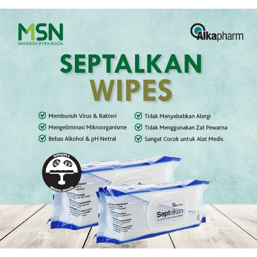 Jual Septalkan Lingettes / Wipes Alcohol Free Cleaner Disinfectant