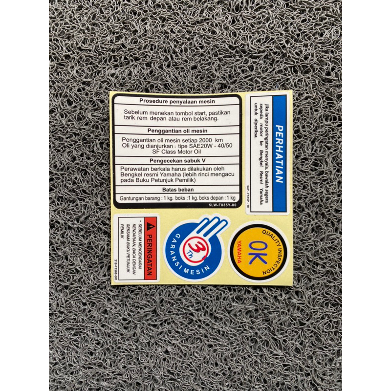Jual Sticker Warning Mio Sporty/Garnis/Smile Set sticker Bacaan Yamaha ...
