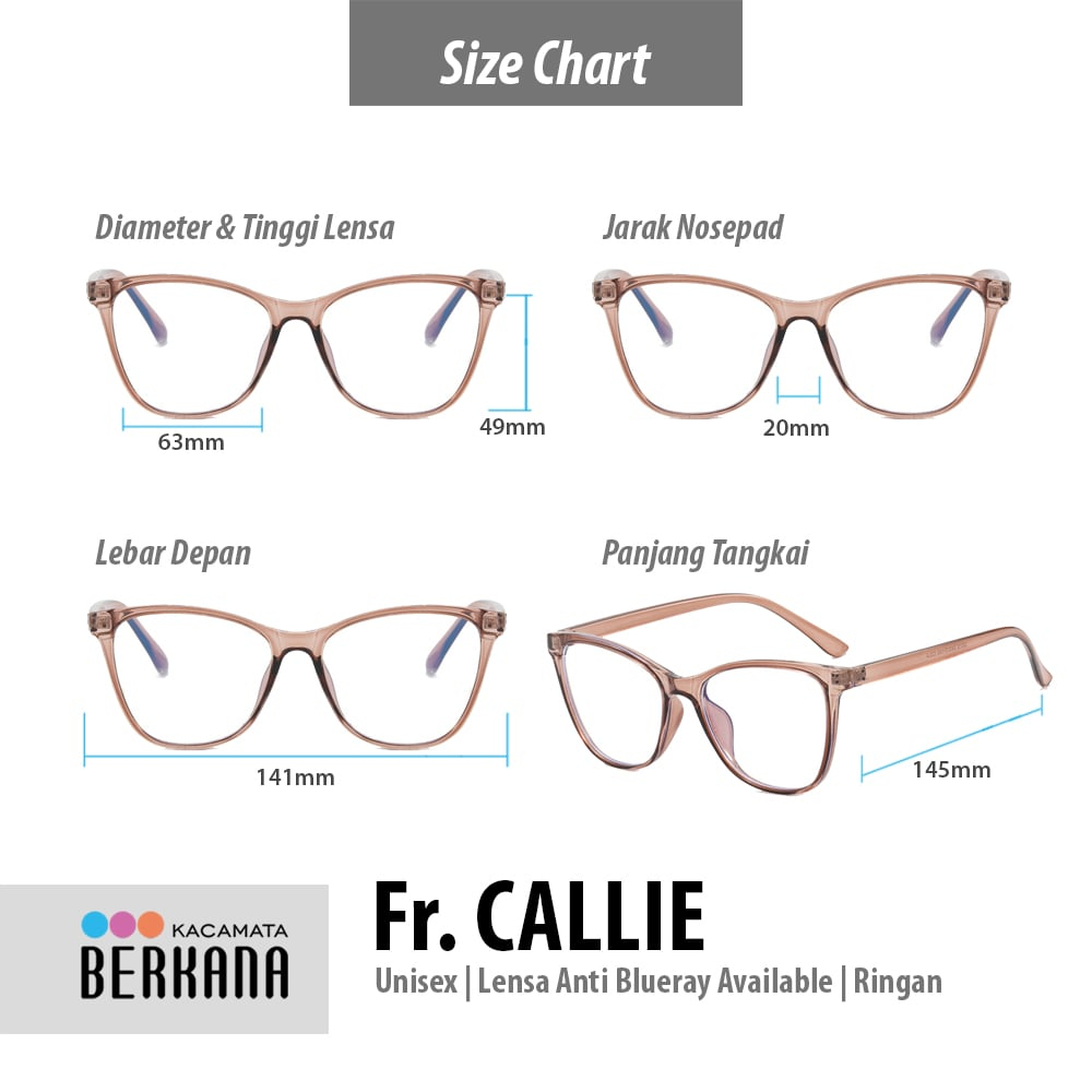 Jual Berkana - Callie Frame Kacamata Anti Radiasi Wanita Bahan Acetate ...