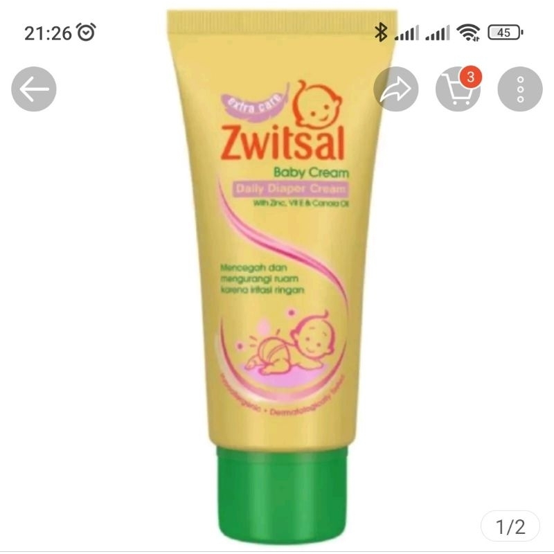 Jual Zwitsal Baby Cream Daily Diapers Cream 50 Gr Shopee Indonesia