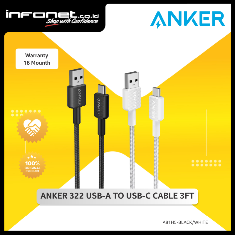 Jual Anker 322 USB A to USB C Cable 3ft A81H5 Shopee Indonesia