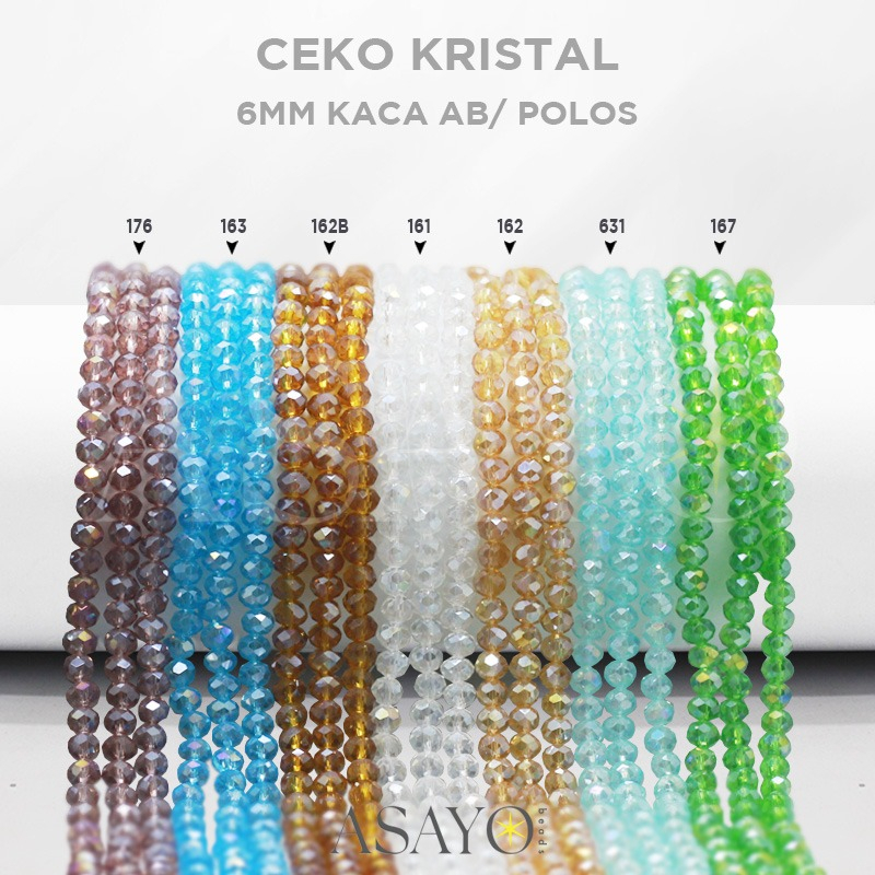 Jual (ECER) Kristal Ceko 6mm Bulat Labu Glass Beads Kaca Rainbow Polos