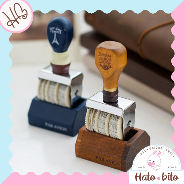 Jual Retro date stamp vintage wooden aesthetic stempel tanggal bulan