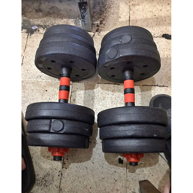 Jual dumbel set PVC PORTABLE 20 kg barbel set pvc adjustable latihan ...