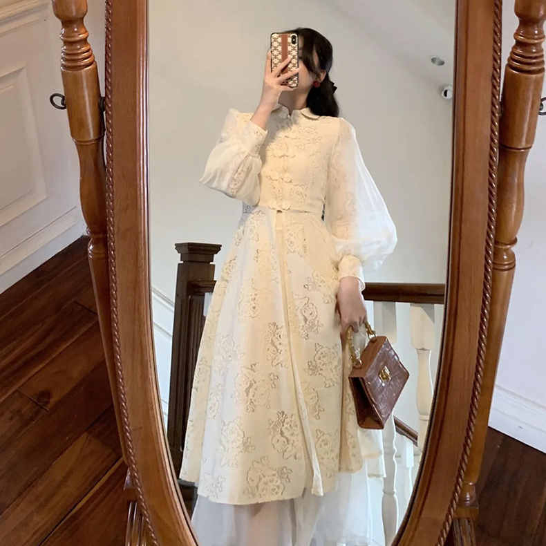 Jual Gaya Cina Cheongsam Renda Cheongsam Retro Gaun Feminin Dress ...