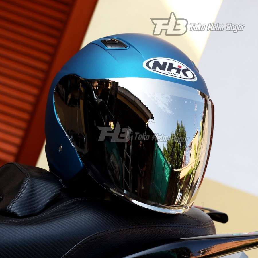 Jual HELM NHK R1 Elite Solid DARK BLUE Dof visor LIGHT SILVER HELM HALF ...