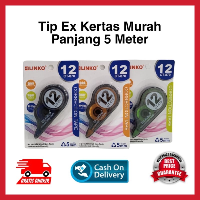 Jual TIPEX MURAH 5 METER / CORRECTION TAPE 5 METER / TIP EX KERTAS 5 ...