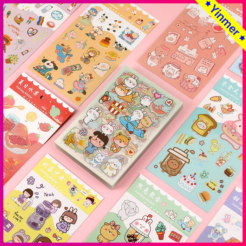 Jual COD 6 Lember Lucu Kartun Food Stickers Pet Diy Diary Sticker ...