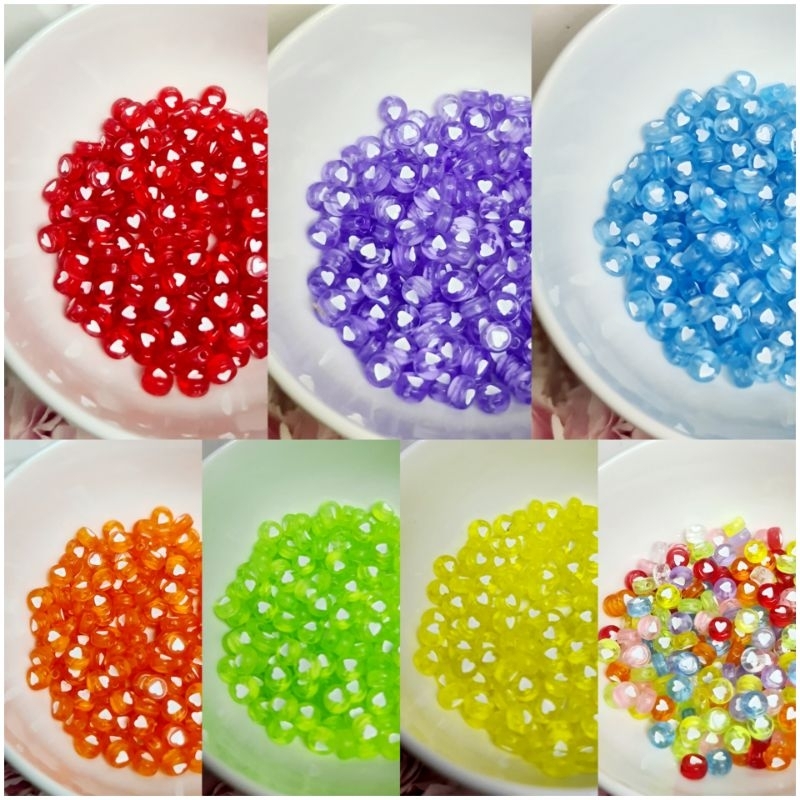 Jual MANIK MANIK AKRILIK TRANSPARAN MOTIF HATI SIZE 7MM | Shopee Indonesia