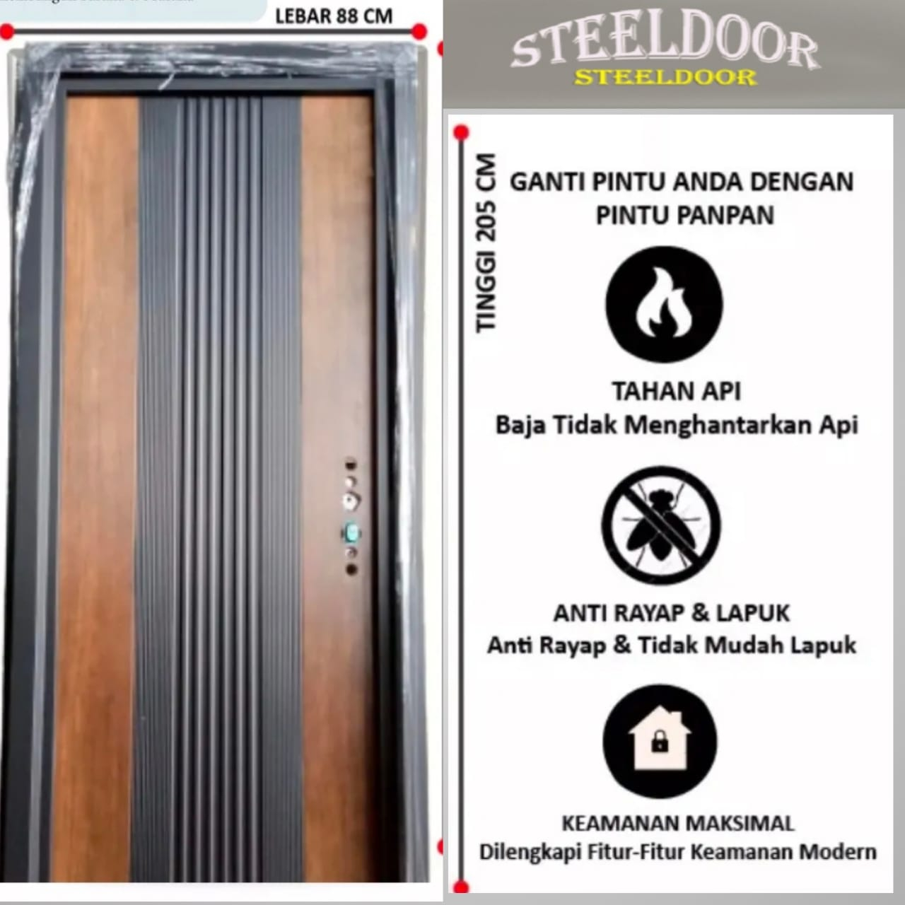 Jual Pintu Baja Single Satu Set Lengkap Berkualitas Pintu Utama