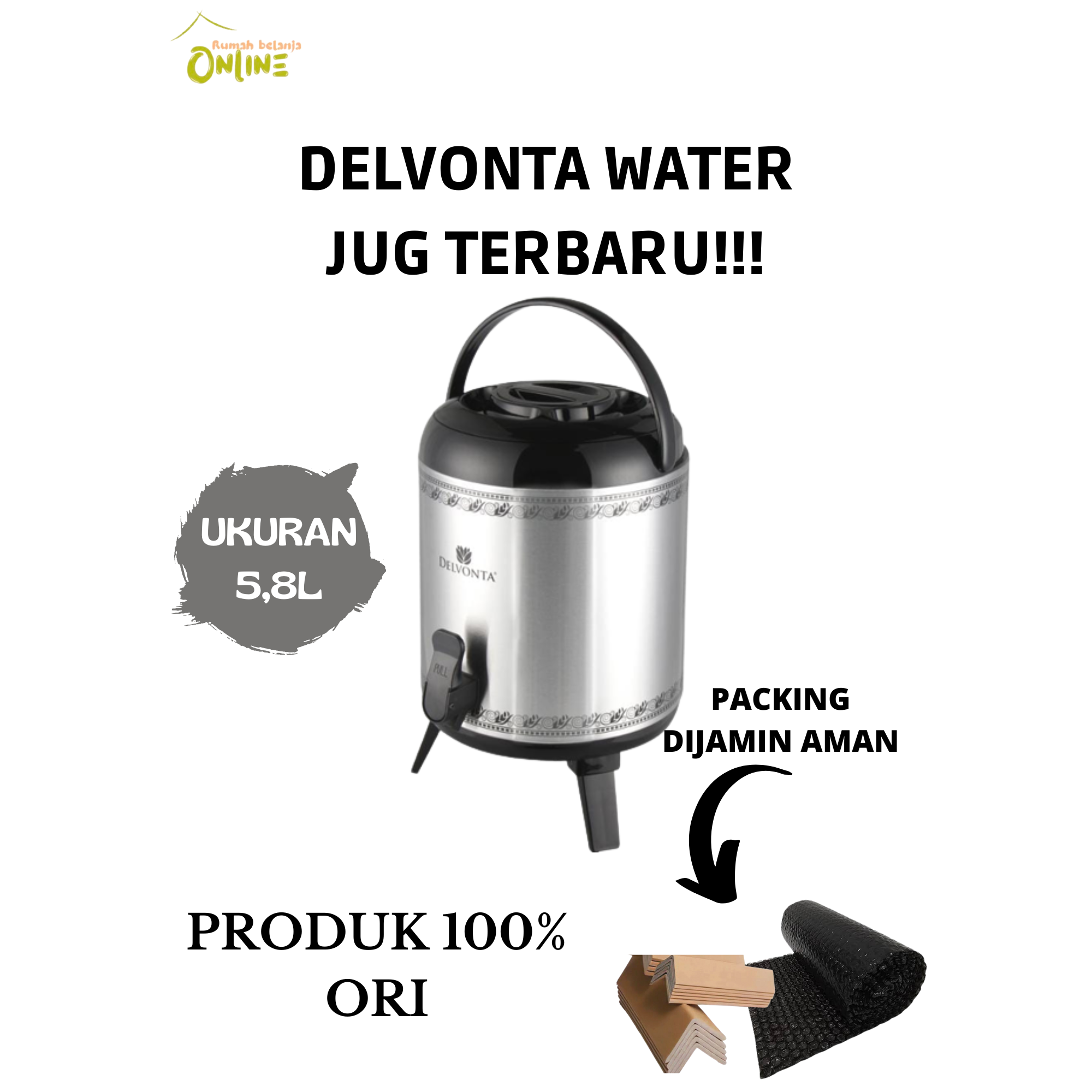 Jual DELVONTA WATER JUG DISPENSER SILVER DISPENSER AIR TANPA LISTRIK