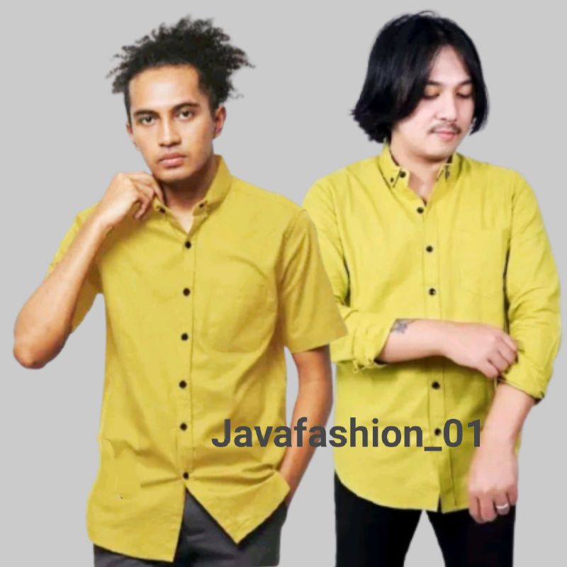 Jual Kemeja polos lemon lime lengan panjang dan pendek Shopee Indonesia