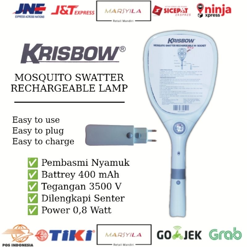 Jual Krisbow Raket Pembasmi Nyamuk Cas Dengan Senter | Mosquito Killer ...
