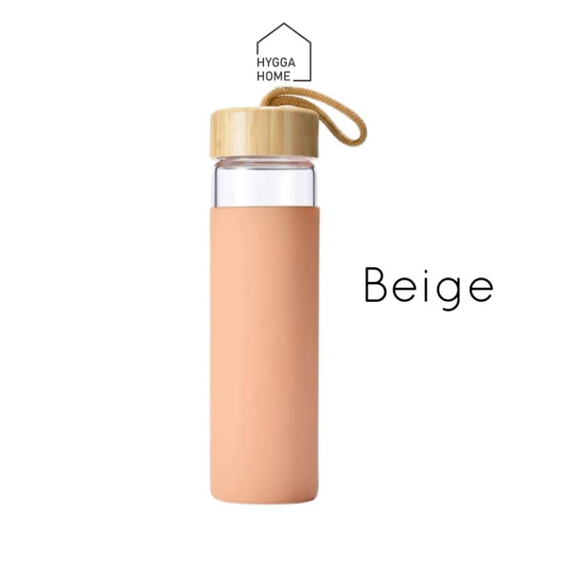 Jual Hygga Home KEN Botol Minum Kaca Estetik Tutup Bambu Silikon/Glass ...