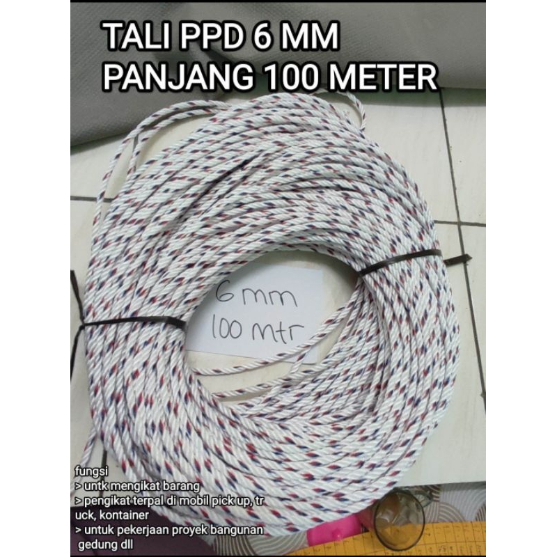 Jual TALI TAMBANG PPD 6 MM PANJANG 100 METER SERBAGUNA MURAH | Shopee ...