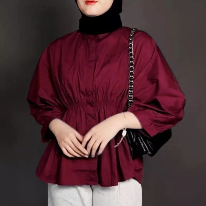 ALYA LINEN SHIRT - Kemeja Oversize Kerut Depan - Kemeja WanitaTerbaru - Kemeja Linen Premium