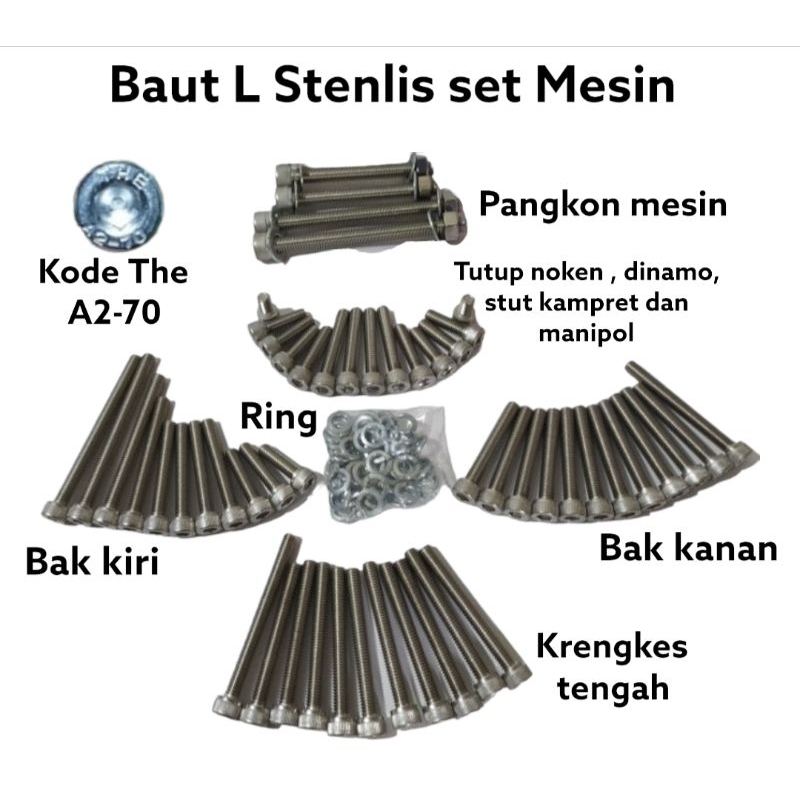 Jual Baut L Stenlis Set Mesin Kode The A Pnp Cb Gl Mp Tiger Shopee Indonesia