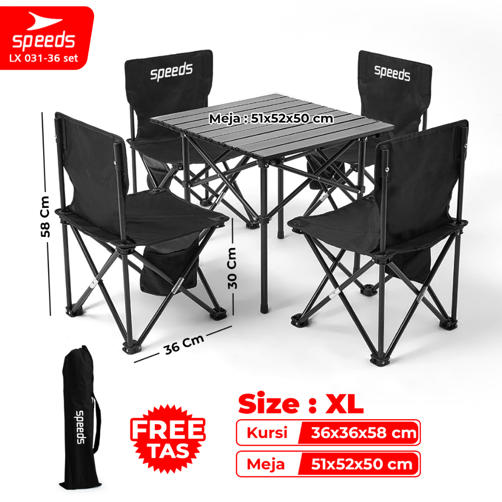 Jual SPEEDS Set Kursi Lipat Kursi Santuy Folding Chair Fold Table Meja ...