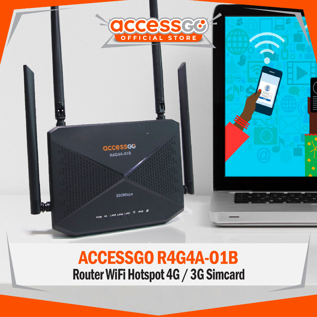 Jual Router Wifi Sim Card 4G AccessGo R4G4A4-01B 500MBPS | Shopee Indonesia