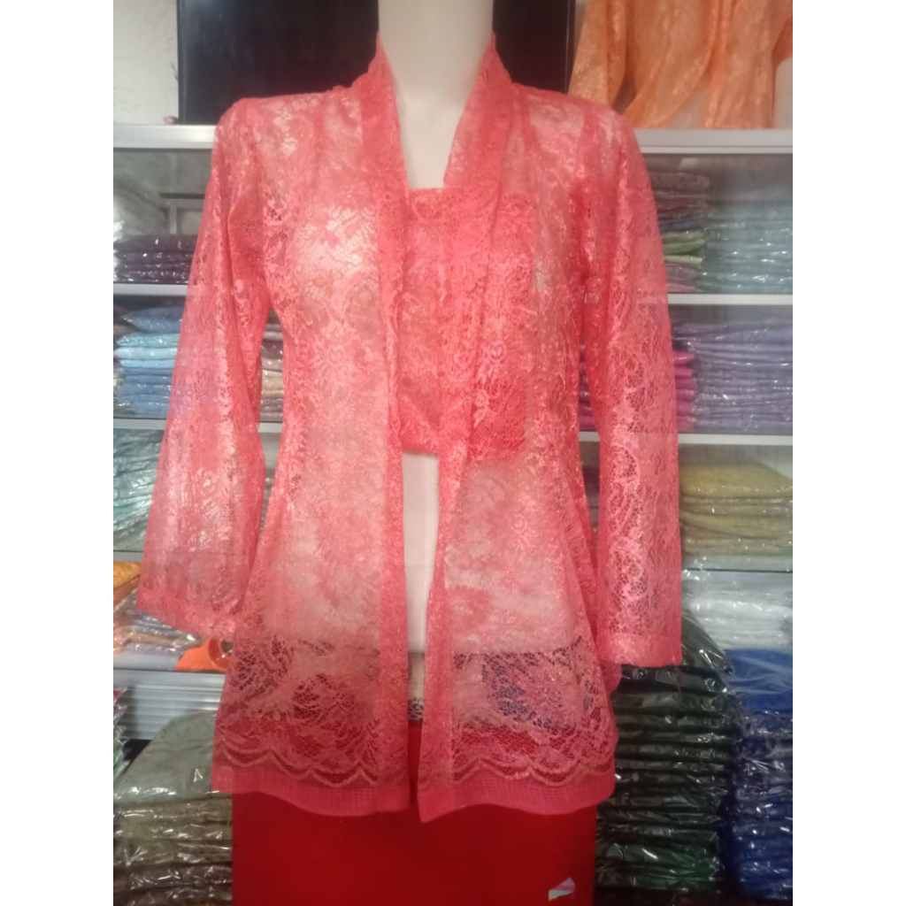 Jual Promo Kebaya Nenek Kutubaru Burkat Lengan Panjang Tanpa Kancing