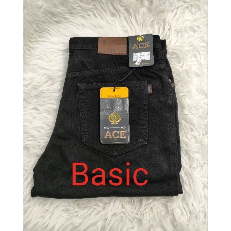 CELANA PANJANG JEANS PREMIUM LAKI LAKI MERK ACE MODEL BASIC SIZE 33 S D 38 HITAM