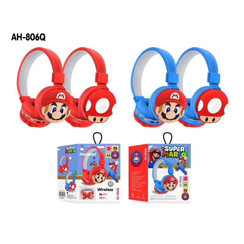 AH-806M 807F HEADPHONE BANDO BLUETOOTH/WIRELESS KARAKTER KAWS  SUPERMARIO DONALD /MICKEY BAHAN KARET TYPE AH-806 AH 807F