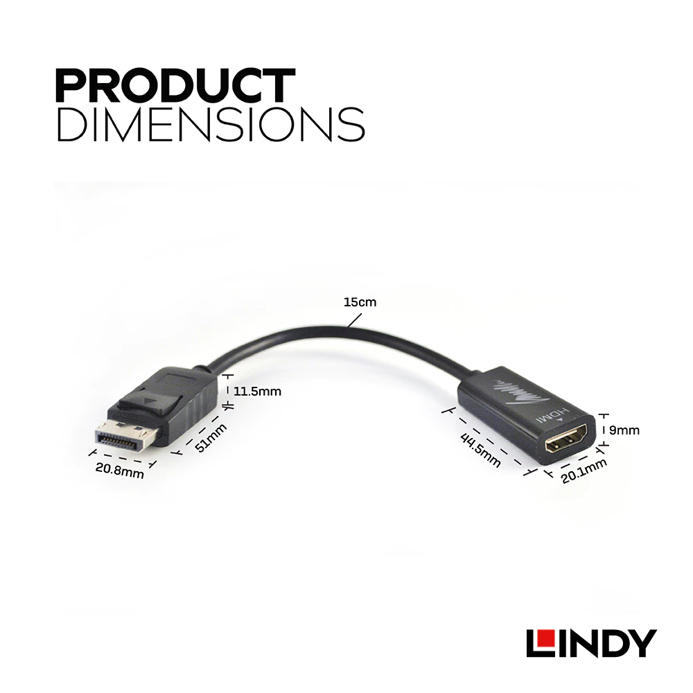 LINDY 41718 Adapter DP 1.2 DisplayPort to HDMI Passive Converter