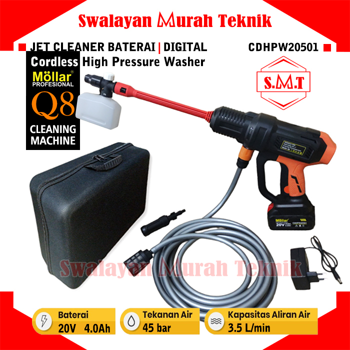 Jual Jet Cleaner Baterai MOLLAR CDHPW20501 Q8 Cordless Pressure Washer